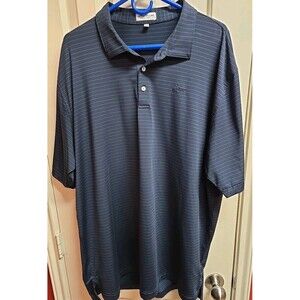 Peter Millar Polo Shirt Mens 2XL Blue Striped Summer Comfort Golf Lochnivar Logo